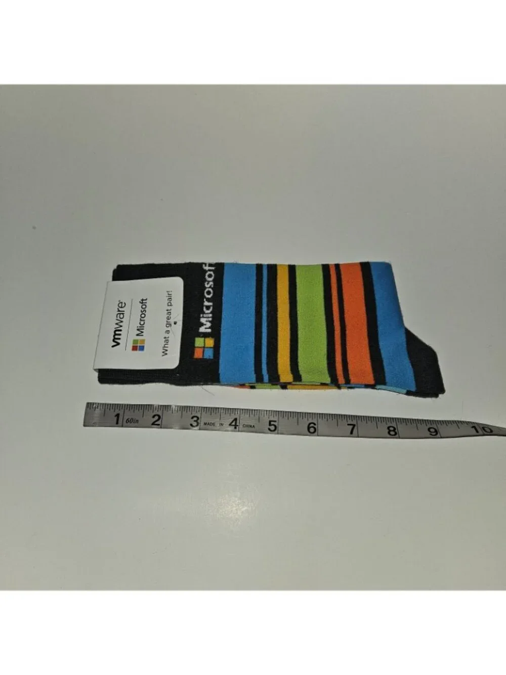 NEW Microsoft Striped Socks VM Ware Blue Orange Green Gray Unisex OSFM One Size